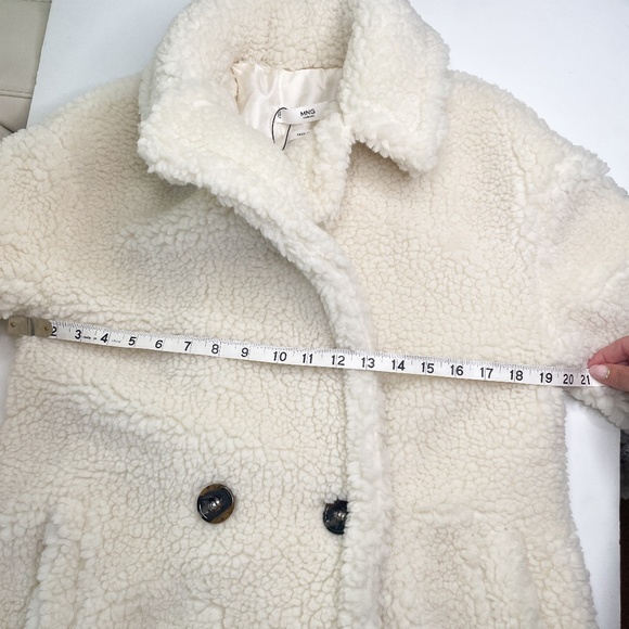 MANGO MNG Faux Sherling Double Breasted Oversized Teddy Jacket US Size XXXS NWOT - Picture 5 of 13